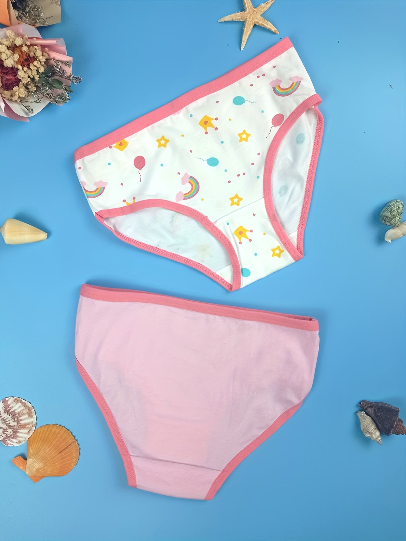 8pcs Random Kids Girls Cartoon Panties, Toddler Cute Briefs, Soft Breathable Children Bikini Underwear