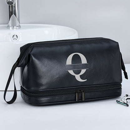 Customized Men's Fashion Travel Toiletry Bag PU Large Letter Toiletry Bag