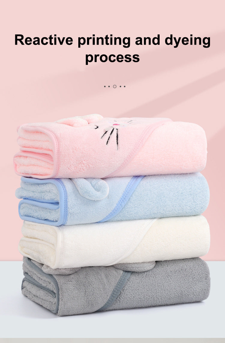 Baby Bath Towel Girl Boy Baby Towel Newborn With Hood Cartoon Coral Fleece Infant Towels Blanket Newborn Baby Bathrobe Infant, Christmas Halloween Gift
