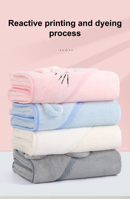 Baby Bath Towel Girl Boy Baby Towel Newborn With Hood Cartoon Coral Fleece Infant Towels Blanket Newborn Baby Bathrobe Infant, Christmas Halloween Gift