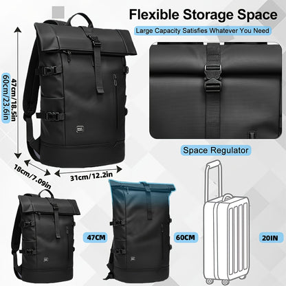 HANMARRY Men's Business Laptop Backpack - Heavy-Duty 39.62cm Computer Backpack, 15-in-1 Organizer, Padded Shoulder Straps & Locking System, High Quality for Work, Travel, School, Commute - Compatible with MacBook/Air/Pro/PC/L