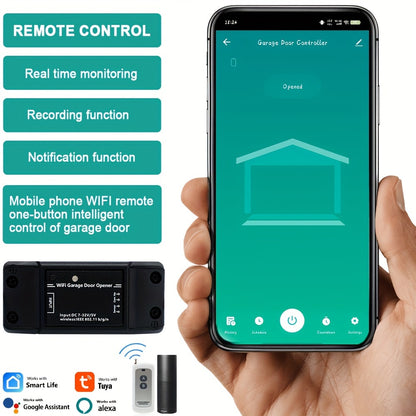 MIXIYOU Smart Garage Door Opener Controller with Sensor - WiFi & RF433MHz Receiver, Alexa & Home Compatible, App-Controlled Door Opener with Motion Sensor, Voice Command, Smart Home Automation, Compatible with  Alexa, Assista