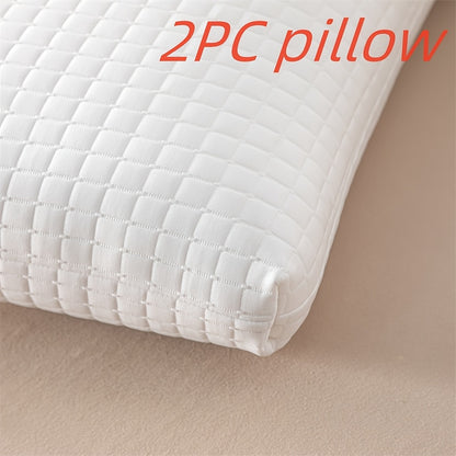 2 Ergonomic Luxury Neck Pillows - Adjustable Cervical Support, Breathing Fabric & Machine Washability for All Sleepers (Side/Back), Hotel-Quality Comfort in Elegant Textured White with Zipper Cover