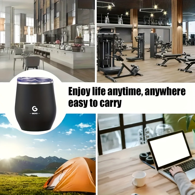 15oz Stainless Steel Travel Mug with Dual-Wall Vacuum Insulation, Leak-Proof Lid & Handle, 300ml, Personal Coffee Cup for Running, Gym, Office, Commuting - Dishwasher Safe, Hand Wash Only, No Battery Needed, Coffee Travel Mug