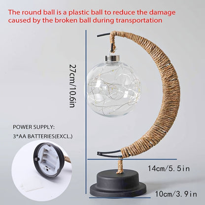LED Ball Lamp Wrought Iron Moon Lamp, Plastic And Iron Bar Desk Lamp Decorative Lamp, Bedroom Decorative Modeling Lamp (battery Not Included) Halloween, Christmas Decor For Hotel/catering/event Holding
