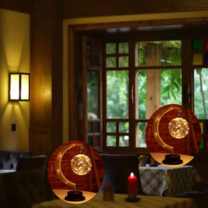 LED Ball Lamp Wrought Iron Moon Lamp, Plastic And Iron Bar Desk Lamp Decorative Lamp, Bedroom Decorative Modeling Lamp (battery Not Included) Halloween, Christmas Decor For Hotel/catering/event Holding