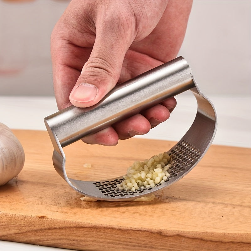Heavy-Duty Manual Garlic Press & Crusher - 304 Stainless Steel Garlic Grinder with Lever, Adjustable Thickness, Easy-Clean Mincer for Kitchen & Restaurant Use - Garlic Peeler, Crusher (No /Squeeze)