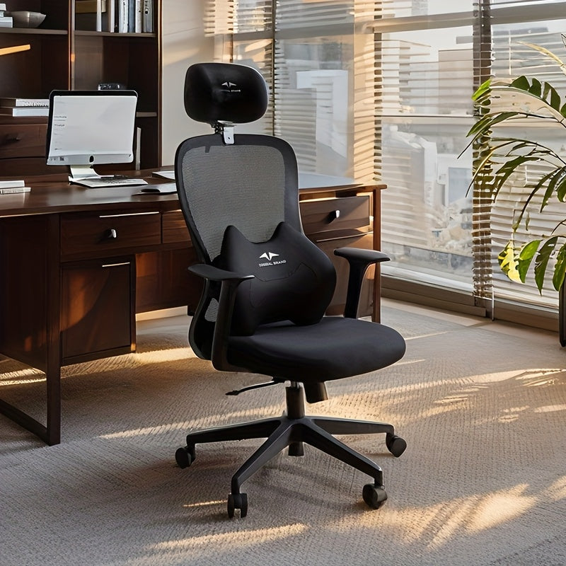 High back ergonomic chair with adjustable headrest function, office boss chair, complimentary adjustable height footrest, comfortable sitting posture
