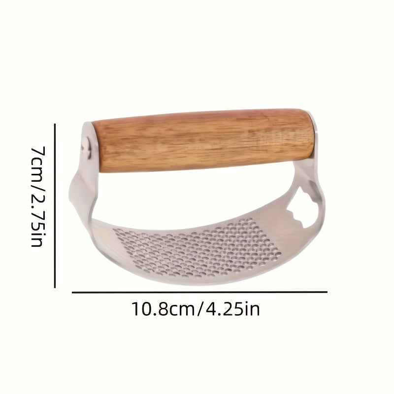 Heavy-Duty Manual Garlic Press with Built-in Bottle/Can Opener - Stainless Steel Garlic Crusher, Non-Slip Grip - Easy-to-Use Garlic Grinder for Kitchen, Camping, Picnics - Heavy-Duty Construction, No Electricity Needed - Idea