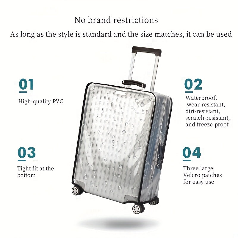 3pcs Luggage Protective Covers, Check-in Shockproof Thick PVC Transparent Dustproof Covers for 50.8cm+60.96cm+71.12cm Suitcases, Waterproof &amp; Durable