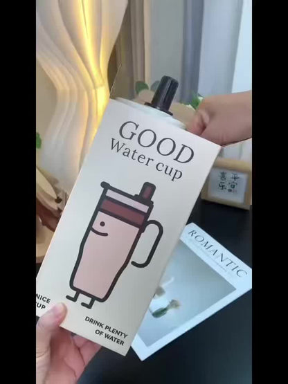 Copo térmico em aço inoxidável 304 com parede dupla e pega, capacidade de 720ml, com palhinha – Caneca desportiva portátil para viagens e atividades ao ar livre, garrafa de água essencial de alta capacidade para carro e atividades ao ar livre.