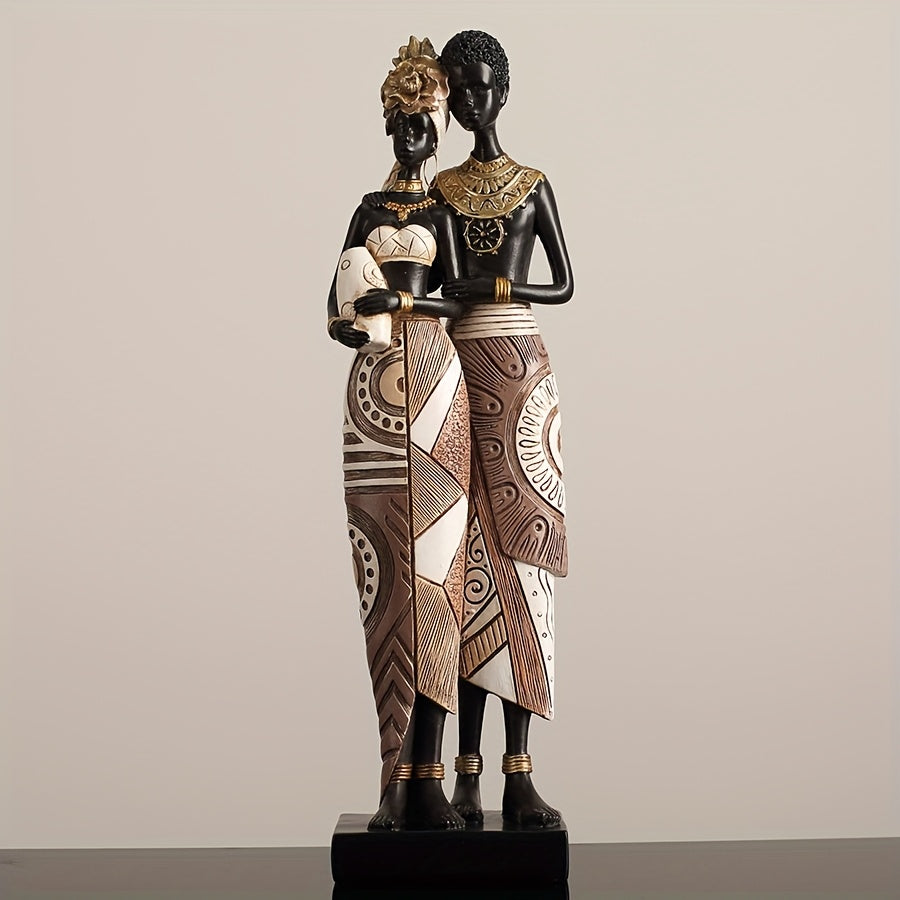African Tribal Resin Figurine Hand-Painted Geometric Patterns 5 Styles