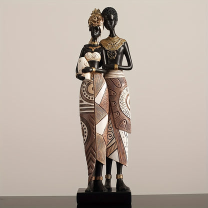 African Tribal Resin Figurine Hand-Painted Geometric Patterns 5 Styles