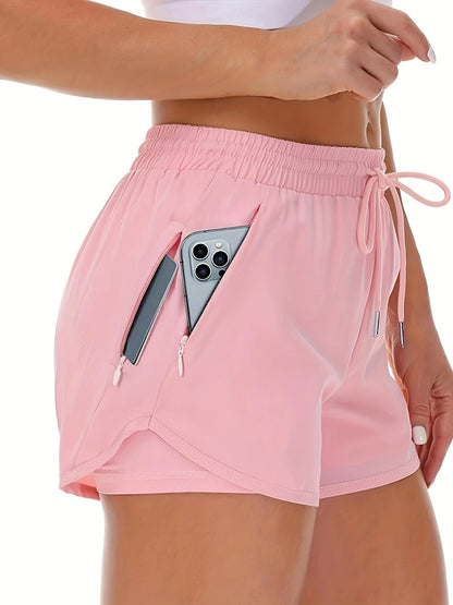 Women'S Casual Sports Shorts - Beige, Stretchy Lycra Fabric, Drawstring Waist, Multiple Pockets for Running and Fitness, Casual Sportswear|Casual Fit|Stretchy Fabric
