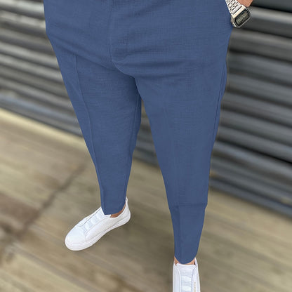 Classic Design Dress Pants, Men's Formal Solid Color Slightly Stretch Elegant Dress Pants For Spring Summer Business Banquet Dinner, Old Money Style