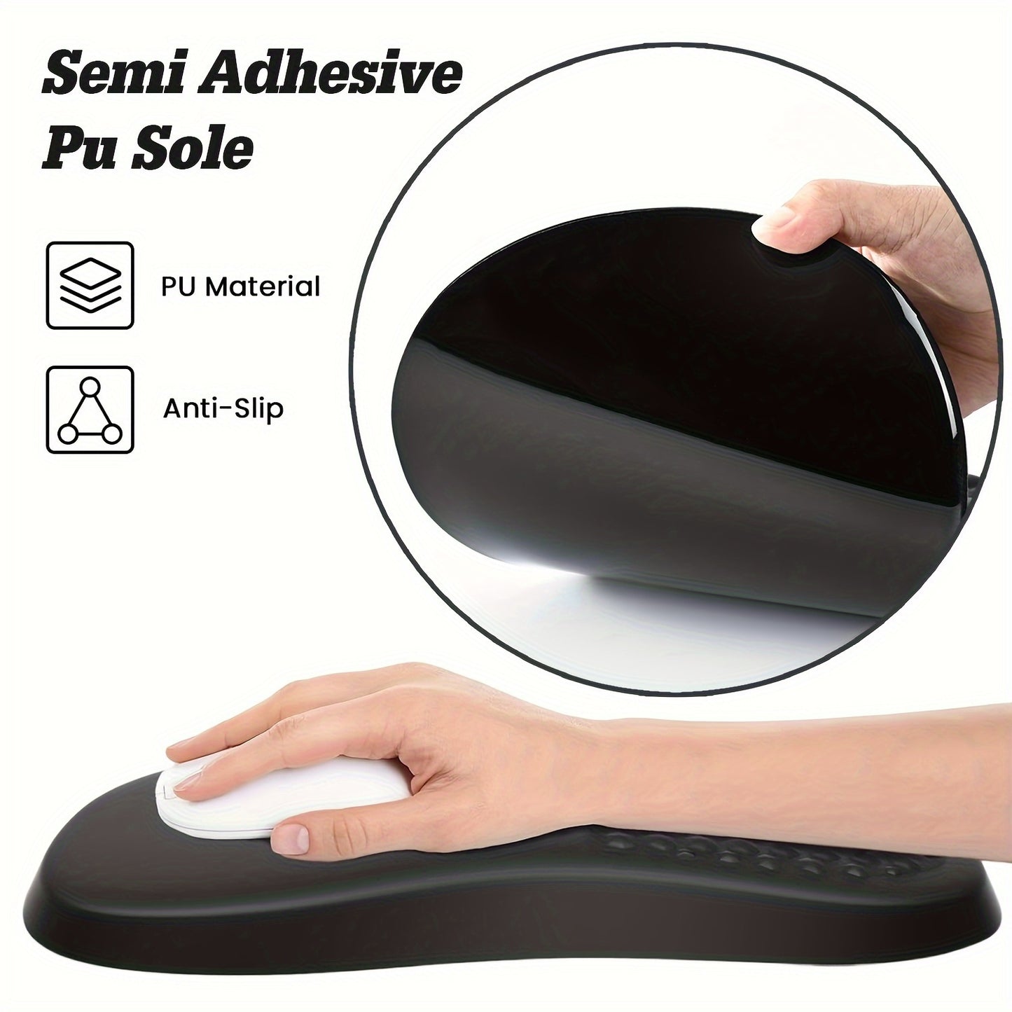Ergonomic Memory Foam & Non-Slip Mouse Pad with Wrist Rest - Massage Design for Pain Relief, Comfortable Wrist & -Skid Base, Office/Gaming Desk for Computer, PC, Laptop, Remote Work - Accessory for Hand