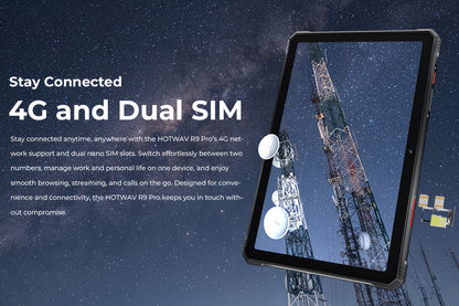 HOTWAV R9 Pro Rugged Tablet Android 14, 11 Inch HD+ Display 20080mAh Tablet, Octa-Core 20GB(14GB Expandable) RAM+256GB ROM+2TB Outdoor Tablet, 64MP+16MP Camera 4G Dual SIM/GPS, Rugged Tablet, Business Tablet, Premium Tablet,