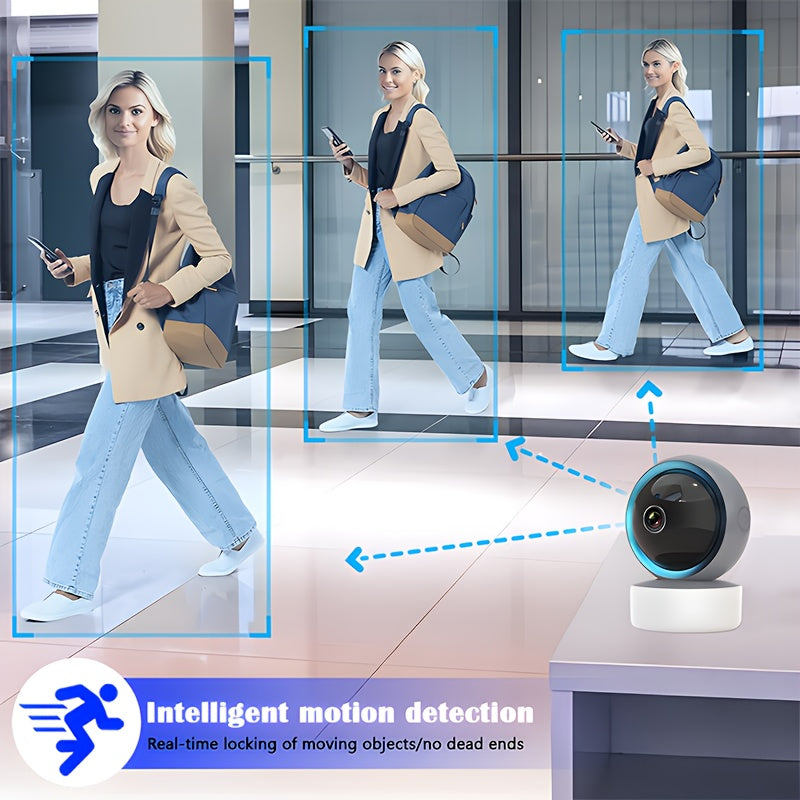 Smart 1080P HD Monitor, FHD WiFi Security Camera with 360°/90° Pan-Tilt, 2.4G WiFi Full-Body Surveillance Camera, Night Vision, Two-Way Audio, Motion Recording, Remote Viewing, Suitable for Home Safety Monitoring of Childre