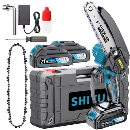 2025 New Cordless Mini Chainsaw, Lightweight and Portable Electric Tree Trimmer, Equipped with Splash Guard, Safety Lock, Rechargeable Battery and Safe Finishing, Can Quickly Cut Tree Branches, Yards, Houses and