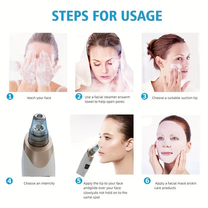 2025 New Facial Pore Vacuum Blackhead Remover, Facial Pore Cleaner - 3 Suction, 5 Probes, USB Rechargeable Facial Cleaning Kit - Adult Facial Electric Cleaning Tool, Birthday Gift, Mother'S Day