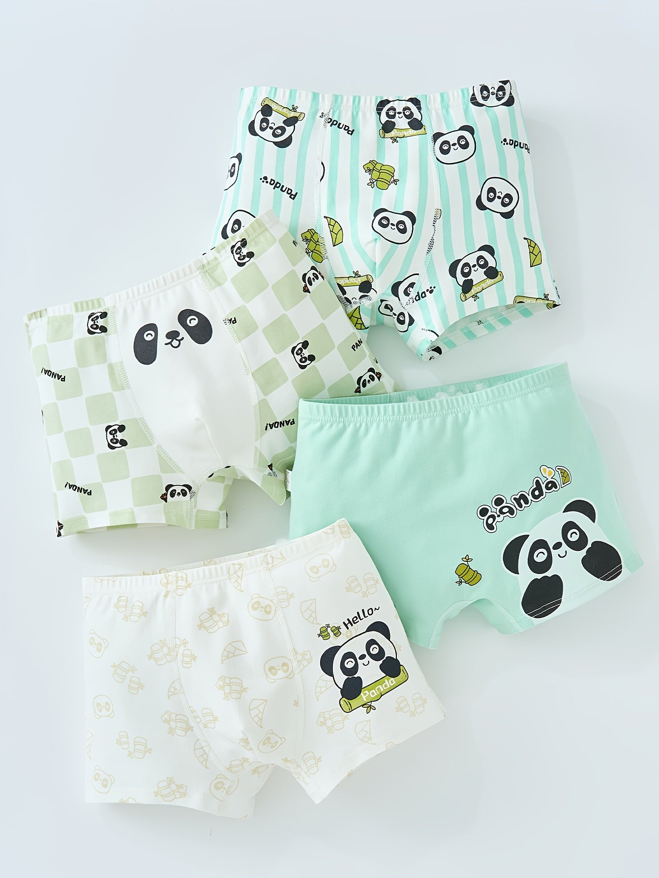 4pcs Boys Cotton Underwear Soft Breathable Cartoon Panda Pattern Comfy Boxers Briefs