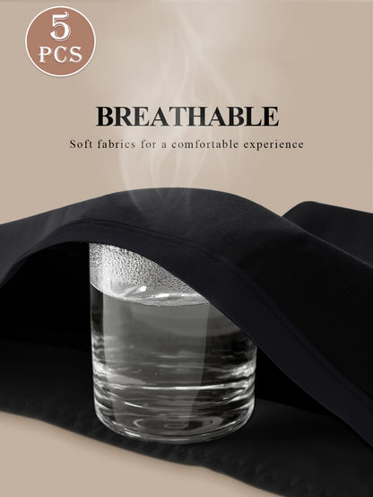 5-Pack Women's High Waist Briefs - Color Block Design, Soft Comfortable Triangle Underwear with Multi-Color Options, Non-Transparent & Hand Wash Only for Everyday Elegant Wear