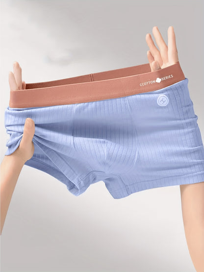 4pcs Men's Underwear, Cotton Breathable Soft Comfy Skin-friendly Stretchy Boxer Briefs Shorts, Perfect For Everyday Wear