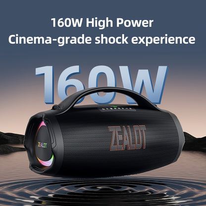 ZEALOT S98 160W Power Amplifier Wireless Speaker, Outdoor Portable, IPX5, with RGB Colorful Lights, 3 Different Sound Experiences with EQ Modes, Up to 8 Hours Playback, Supports Mobile Phones, Tablets, Computers, TV. SD, USB,