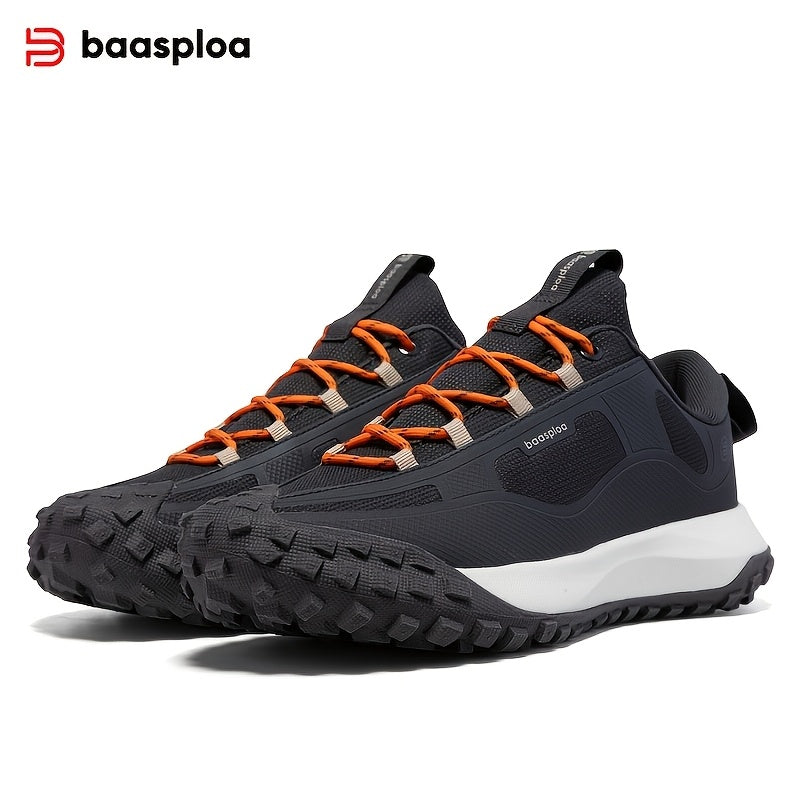 BAASPLOA Men'S All-Season Hiking & Outdoor Walking Shoes - Casual Lace-Up Camp Sneakers, Solid Fabric Upper, Breathable Inner, Non-Slip MD Sole, Low Top, for Daily Leisure Activities