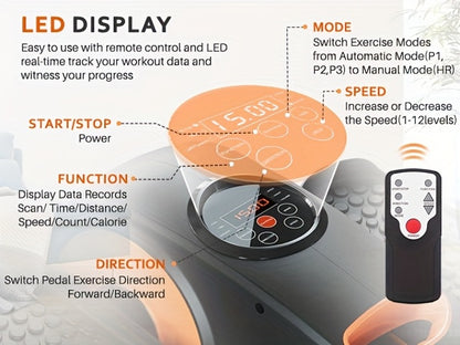 Actflame Under Desk Elliptical Machine, Electric Seated Pedal Exerciser for Seniors Fully Assembled,  Stepper Sitting Leg Exerciser with Remoter, 12 Level Speed Forward & Reverse Direction, Manual & Auto Mode for Home Office,