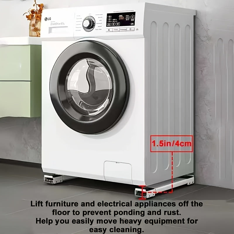 2pcs Heavy-Duty Plastic Furniture Movers with 360° Swivel Casters - 46.5cm to 72cm Height Adjustable, 18.3in to 28.3in Width, 4cm Thickness for Washing Machines, Dryers, Appliances &amp; Home Furniture, Furniture Movers, Laundry