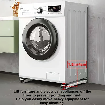 2pcs Heavy-Duty Plastic Furniture Movers with 360° Swivel Casters - 46.5cm to 72cm Height Adjustable, 18.3in to 28.3in Width, 4cm Thickness for Washing Machines, Dryers, Appliances &amp; Home Furniture, Furniture Movers, Laundry
