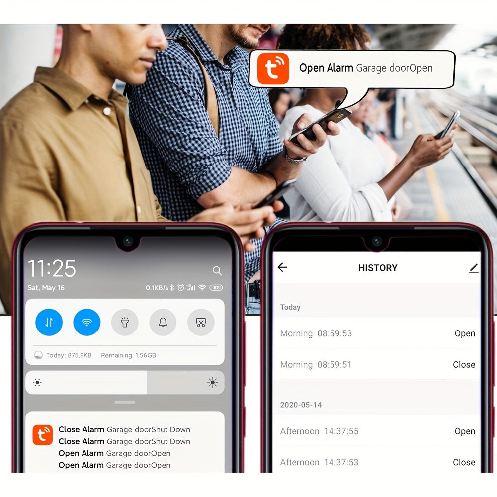 Wifi Switch Smart Garage Door Opener Controller, Compatible with Alexa Echo, Google Home, And Smartlife/Tuya APP Control, Works with RF433 Remote Control. The Tuya Smart Garage Door Opener Can Control Swing And Sliding Door M