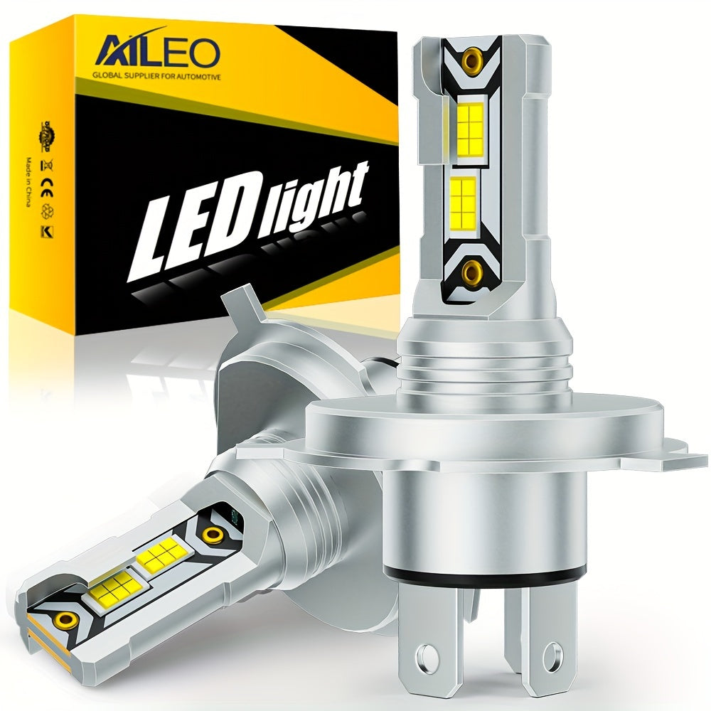 AILEO 2pcs High-Quality H4 LED Lights, 18000LM 60W Car Headlamps with High/Low Beam, 6000K White Light, Aluminum Body, Plug & Play, No Battery Needed, Perfect for Motor Vehicles, Automotive Lighting | Modern Car Accessories |