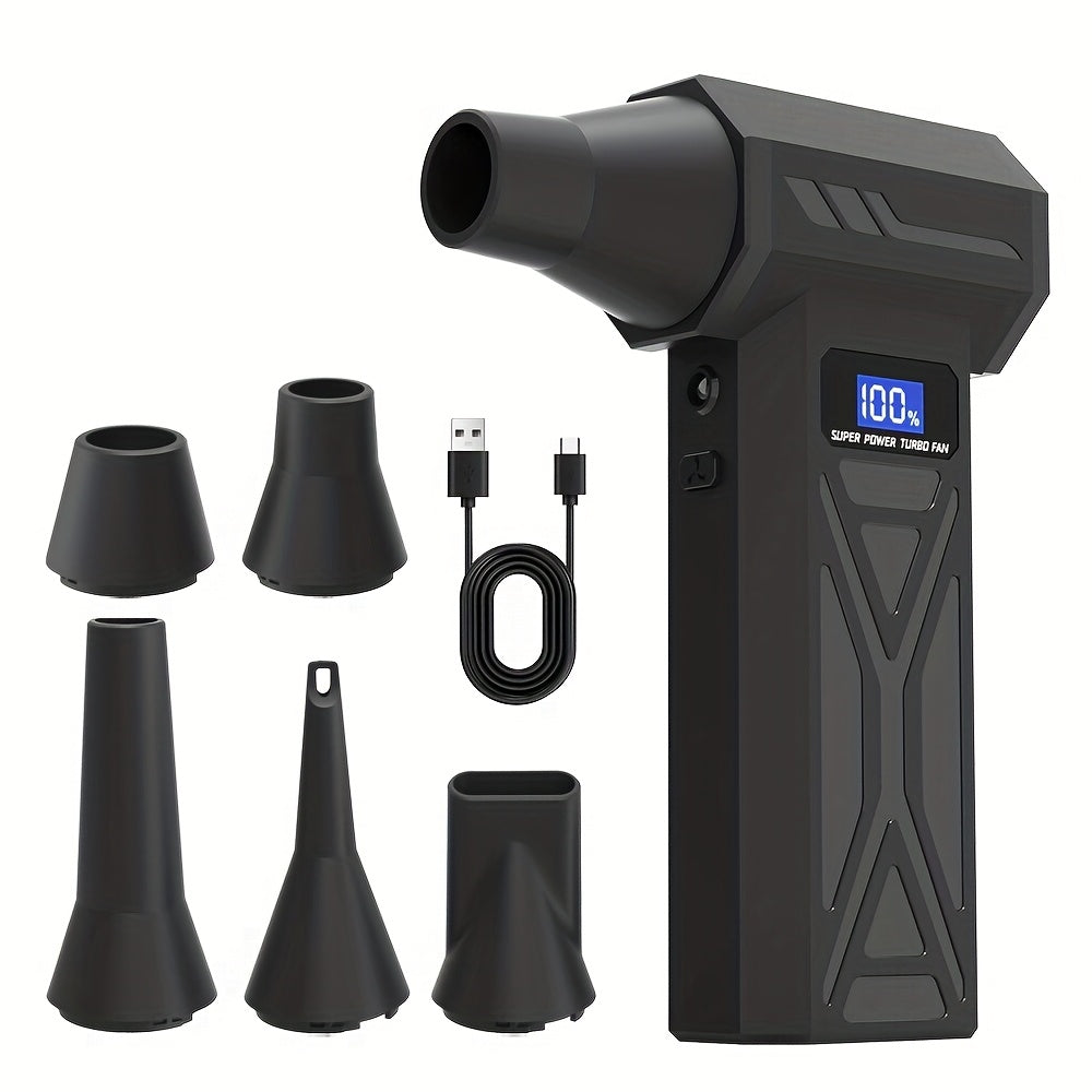 130000RPM Violent Turbofan, Intelligent Display Screen with 4-speed Adjustable, Including 5 Hair Dryers, 4000mAh High-capacity Battery, The Best Holiday Gift for Portable Air Blowers Suitable for Computers, Keyboards, Outdoor
