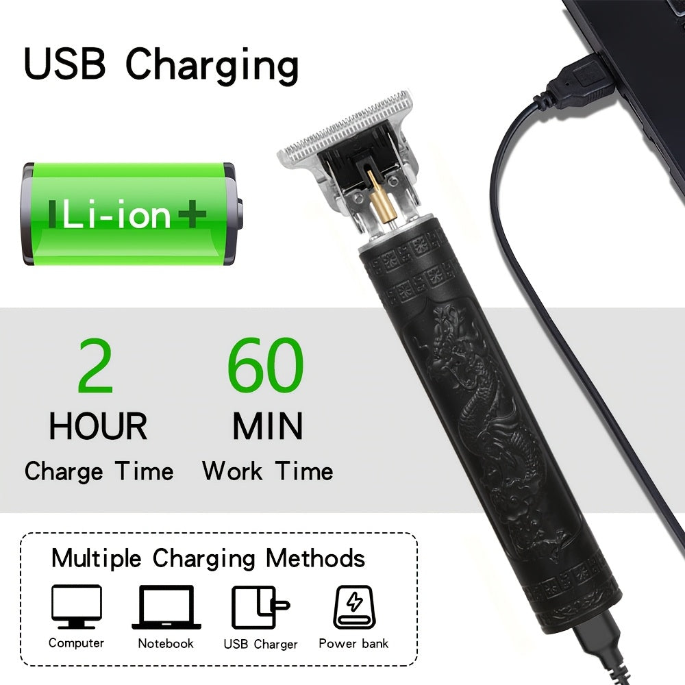 Kit de cuidados profissionais para cabelo e barba para homem com 3 peças - Máquina de cortar cabelo sem fios com visor LED, conjunto de aparador de precisão, recarregável via USB, para uso doméstico, presente perfeito para as festas de fim de ano.