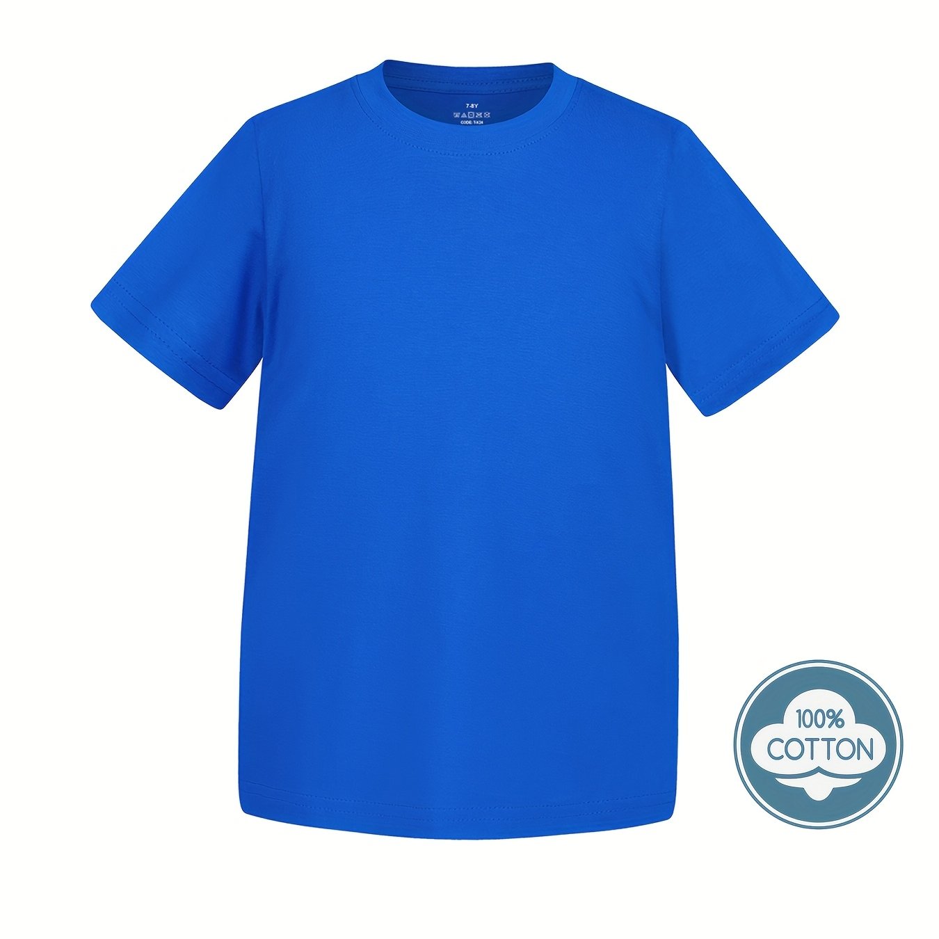 T-shirt infantil de cor sólida, blusa casual de manga curta, t-shirt infantil para o verão.