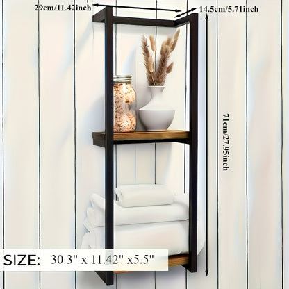 2-Layer Iron Wall-Mounted Towel Rack, French Country Style Bathroom Storage Rack, No Electricity Required, Durable Iron Material