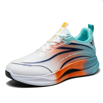 Unisex Running Shoes - Orange/Black Gradient Athletic Sneakers, Breathable Fabric Upper & Cushioned EVA Sole - Lightweight Gym, Jogging, Everyday Shoes for Men and Women - All-Season Performance Footwear, Casual Sportswear, M