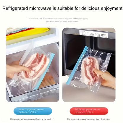 100pcs Reusable Zipper Storage Bags - Multi-Purpose Transparent Food Freshness Bags, Suitable for Fruits, Grains, Vegetables, and Meat - Essential Kitchen Organizer & Produce Bags, Pantry Essentials, Food Preservation, Compac