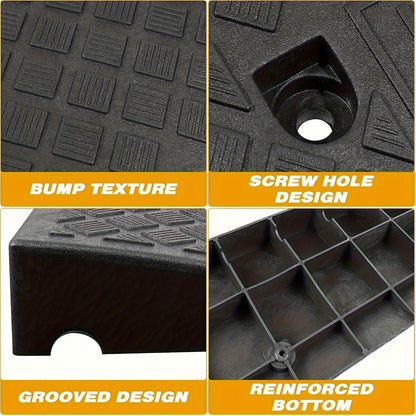 2pcs Heavy-Duty Portable Ramps with Non-Slip Surface - 5cm Height, Durable Plastic Construction for Cars, Motorcycles, Wheelchairs, and Pets - Easy to Use for Loading and Unloading, Accessibility Ramp for Outdoor Use, Car Ramp