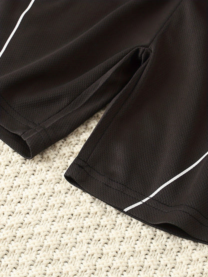 2pcs Boy's "Sport" Outfit Short Sleeves Round Neck T-shirt & Shorts Casual For Summer Daily And Outdoor Wear