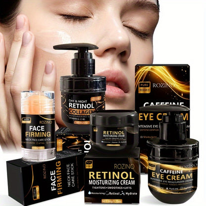 Instant 4pcs Retinol Skincare Set Firming, Moisturizing &amp; Firming, Includes Caffeine Eye Cream, Face Cream, Moisturizing Cream, Facial and Neck Care Stick, farewell to dry, dullness, and sagging, instant touch Lift, deeply hy