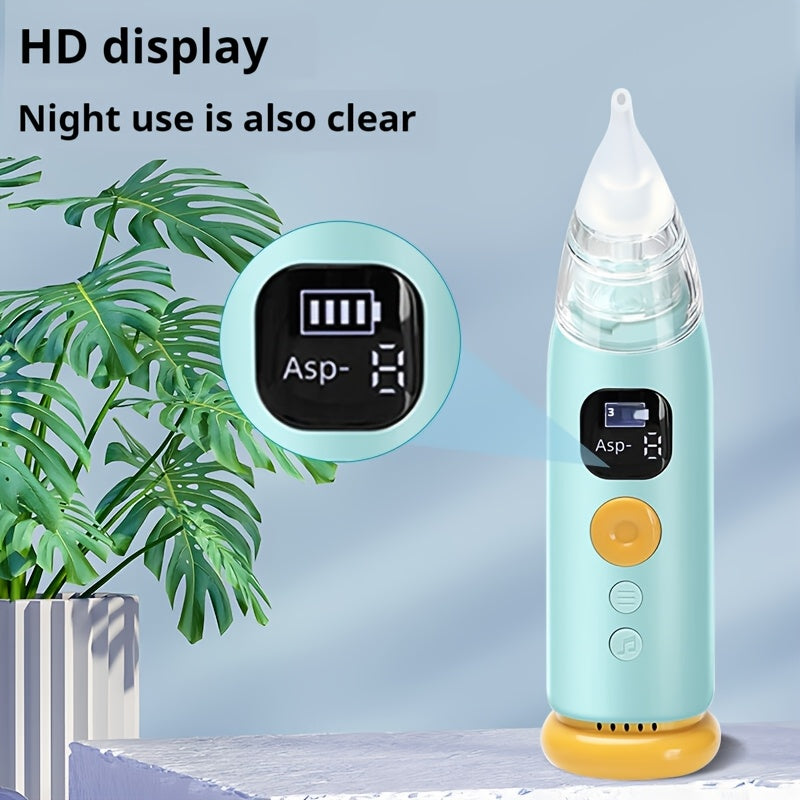 1pc Portable Electric Baby Nasal Cleaner - Soothing Music and Soft Lighting - 3 Adjustable Suction Levels, 3 Soft Silicone Tips, to Clear Nasal Mucus, Suitable for Home Use