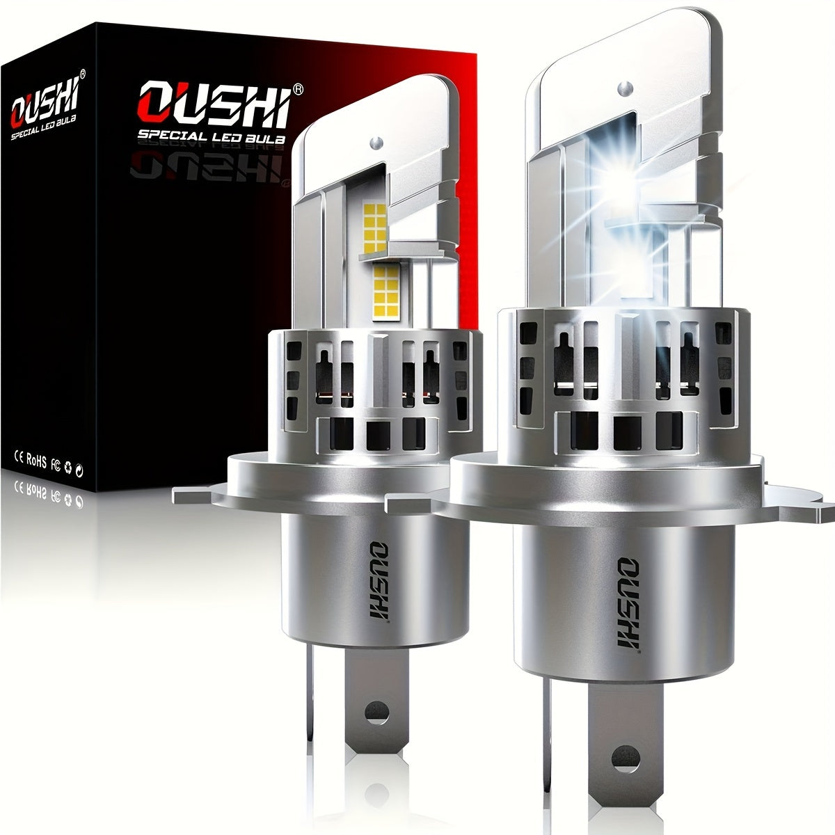 2pcs H4 9003 HB2 LED Headlight Bulbs - 20000LM Super Bright, 12V, High & Low Beam with Fan, White, Fit for Cars, Trucks, SUVs, Motorcycles, Vehicle Lighting Upgrade, Sleek Bulb Design, Durable Construction, Without Battery