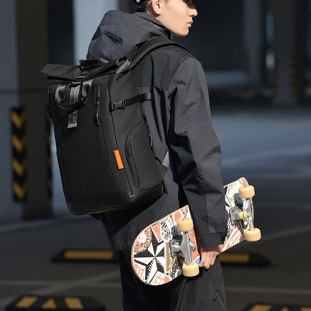 Men's Large Capacity Expandable Laptop Backpack - Heavy-Duty 39.62 cm Computer Bag with 15-Inch Compartment, Padded Shoulder Straps & High Quality Design for, College,, Travel - Durable Black/Grey Commuter Backpack for s, Bac