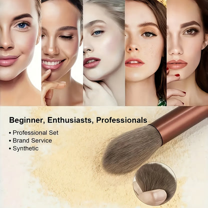 Conjunto de 13 pincéis de maquilhagem + 2 esponjas de maquilhagem castanhas, para sombra, base, BB cream e corretor. Ferramentas de maquilhagem macias e multifuncionais para mulheres.