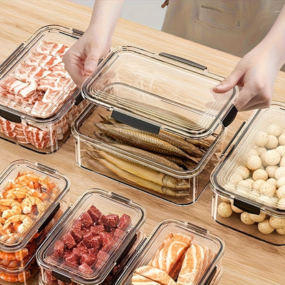 12pcs Stackable Refrigerator Storage Containers with Sealing Lids - High Transparency PET, Reusable & Durable for Fruits, Vegetables, Meats - Ideal for Kitchen, Cabinet & Fridge Organization, Refrigerator Organizers And Stora