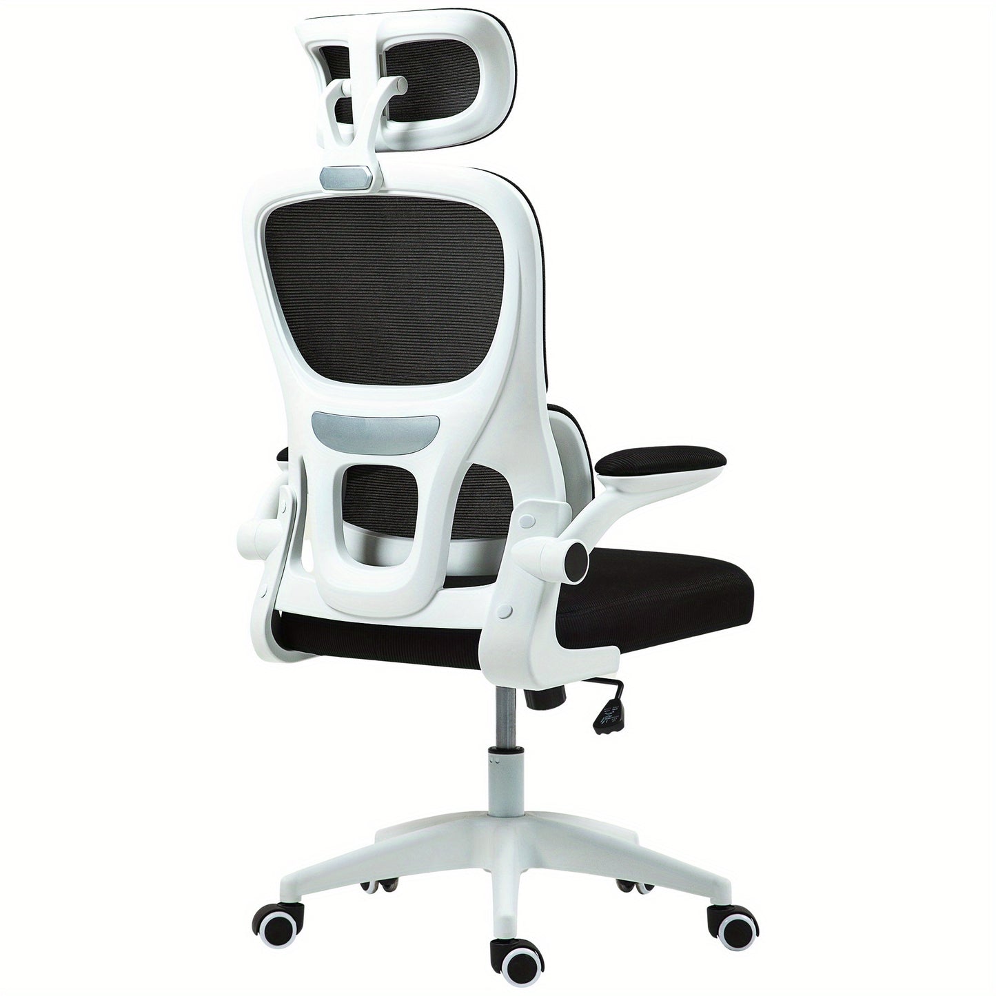 HOMCOM Ergonomic Office Chair with Flip-Up Armrests & Headrest - Adjustable Height, Lumbar Support, Rocking Motion, Mesh Backrest & Seat - Heavy-Duty 226.8KG Capacity, Manual Recline - Black Desk Chair For Home Office, Study,