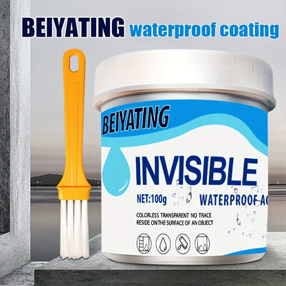Premium Waterproof Sealer - No Brick Breaking Repair, Transparent Coating Suitable for Floors, Walls, Roofs, etc, - Moisture Protection for Stone, Wood, Tiles, Invisible Waterproof Agent with Brush, Suitable for Kitchen, Gard